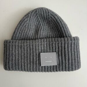 Acne Studios Pansy-N-Face Wool Ribbed Knit Beanie